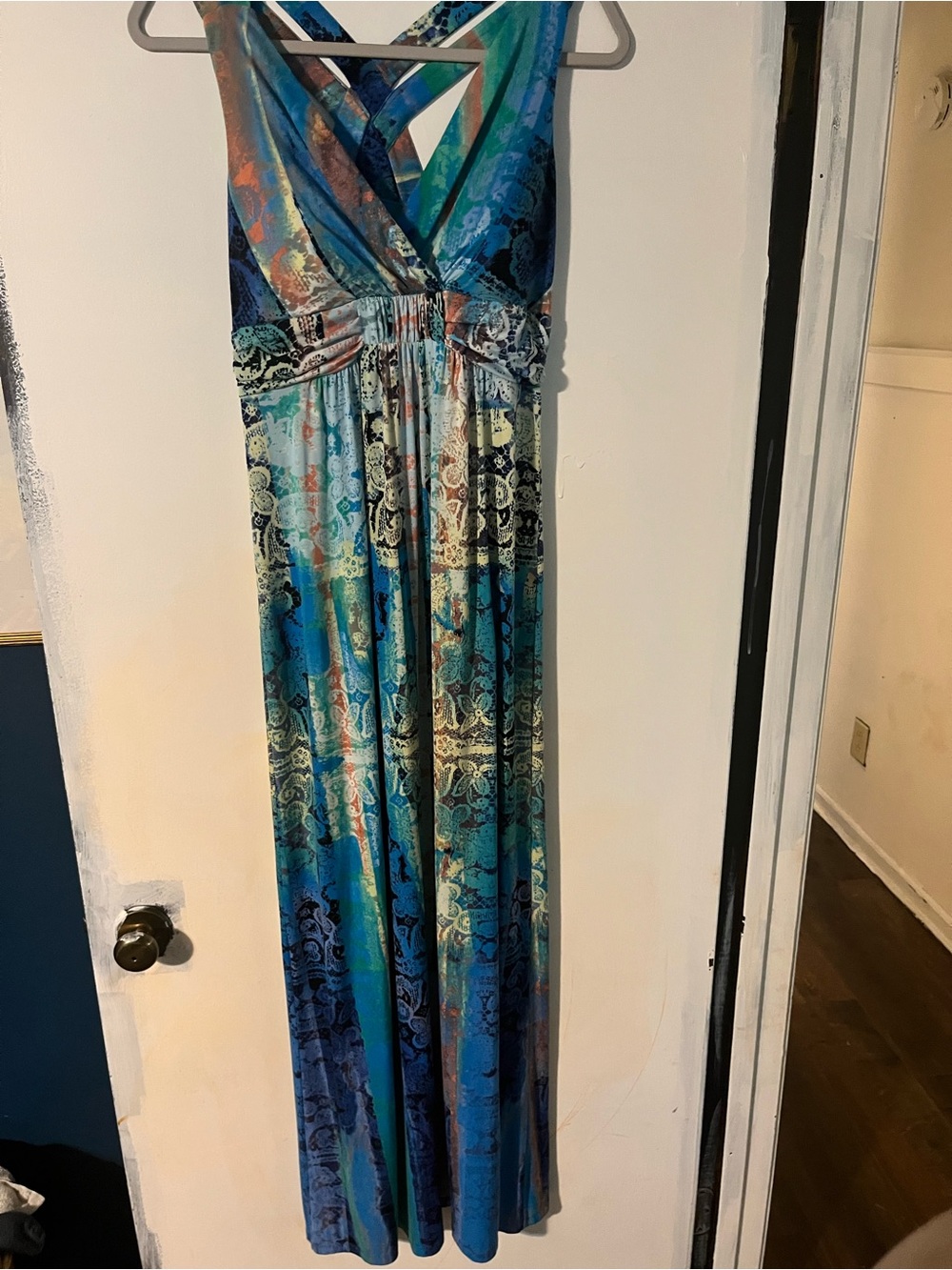 Soma Lightweight Breezy Vacation Dress Racerback Straps Watercolor Lace Patterns